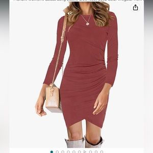NWT! Rust long sleeve dress with rouched side